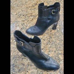Tod's Black Leather Heels Ankle Fashion Boots Booties Womens Shoes 37.5 7.5 $990